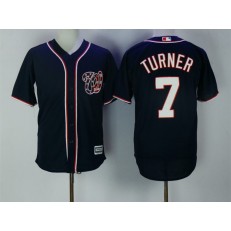 MLB Washington Nationals 7 Trea Turner Navy Blue New Cool Base Stitched Men Jersey
