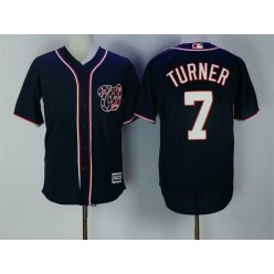 MLB Washington Nationals 7 Trea Turner Navy Blue New Cool Base Stitched Men Jersey