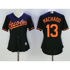 MLB Baltimore Orioles 13 Manny Machado Black Alternate Stitched Baseball Women Jersey