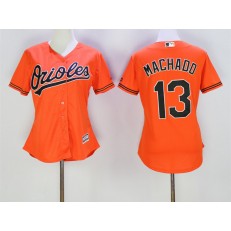 MLB Baltimore Orioles 13 Manny Machado Orange Alternate Stitched Baseball Women Jersey