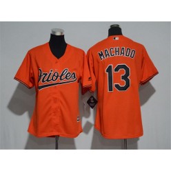 MLB Baltimore Orioles 13 Manny Machado Orange Home Stitched Women Jersey