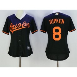 MLB Baltimore Orioles 8 Cal Ripken Black Alternate Stitched Baseball Women Jersey