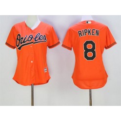 MLB Baltimore Orioles 8 Cal Ripken Orange Alternate Stitched Baseball Women Jersey