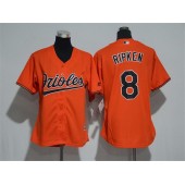 MLB Baltimore Orioles 8 Cal Ripken Orange Home Stitched Women Jersey