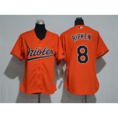 MLB Baltimore Orioles 8 Cal Ripken Orange Home Stitched Women Jersey