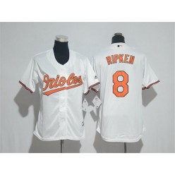 MLB Baltimore Orioles 8 Cal Ripken White Home Stitched Women Jersey