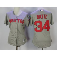 MLB Boston Red Sox 34 David Ortiz Grey New Cool Base Women Jersey