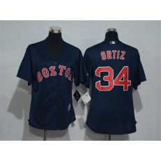 MLB Boston Red Sox 34 David Ortiz Navy Blue 2016 Cool Base Stitched Baseball Women Jersey