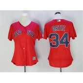 MLB Boston Red Sox 34 David Ortiz Red Cool Base Baseball Women Jersey