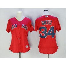 MLB Boston Red Sox 34 David Ortiz Red Cool Base Baseball Women Jersey