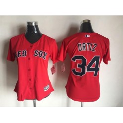 MLB Boston Red Sox 34 David Ortiz Red Fashion Stitched Women Jersey