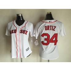 MLB Boston Red Sox 34 David Ortiz White Fashion Stitched Women Jersey