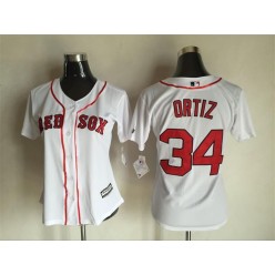 MLB Boston Red Sox 34 David Ortiz White Fashion Stitched Women Jersey