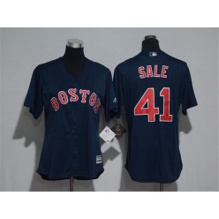 MLB Boston Red Sox 41 Chris Sale Navy Blue 2016 Cool Base Stitched Baseball Women Jersey