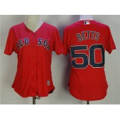 MLB Boston Red Sox 50 Mookie Betts Red Cool Base Baseball Women Jersey
