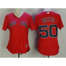 MLB Boston Red Sox 50 Mookie Betts Red Cool Base Baseball Women Jersey