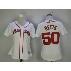 MLB Boston Red Sox 50 Mookie Betts White Cool Base Women Jersey