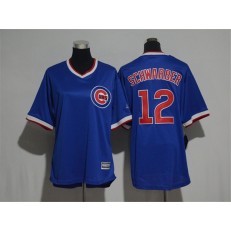 MLB Chicago Cubs 12 Kyle Schwarber Blue Cooperstown Stitched Women Jersey