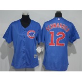 MLB Chicago Cubs 12 Kyle Schwarber Blue Home Cool Base Baseball Women Jersey