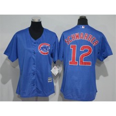 MLB Chicago Cubs 12 Kyle Schwarber Blue Home Cool Base Baseball Women Jersey