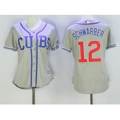 MLB Chicago Cubs 12 Kyle Schwarber Grey Alternate Road Stitched Baseball Women Jersey