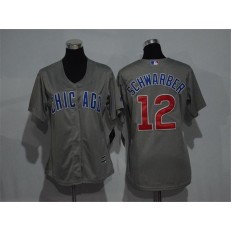 MLB Chicago Cubs 12 Kyle Schwarber Grey New Cool Base Women Jersey
