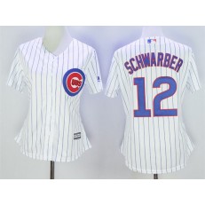 MLB Chicago Cubs 12 Kyle Schwarber White Home Cool Base Baseball Women Jersey