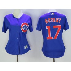 MLB Chicago Cubs 17 Kris Bryant Blue Cool Base Baseball Women Jersey
