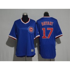 MLB Chicago Cubs 17 Kris Bryant Blue Cooperstown Stitched Women Jersey