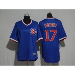MLB Chicago Cubs 17 Kris Bryant Blue Cooperstown Stitched Women Jersey