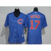 MLB Chicago Cubs 17 Kris Bryant Blue Home Cool Base Baseball Women Jersey