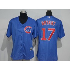 MLB Chicago Cubs 17 Kris Bryant Blue Home Cool Base Baseball Women Jersey