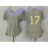 MLB Chicago Cubs 17 Kris Bryant Grey 2017 Gold Program Cool Base Stitched Women Jersey