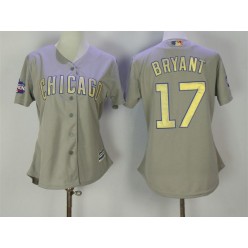 MLB Chicago Cubs 17 Kris Bryant Grey 2017 Gold Program Cool Base Stitched Women Jersey
