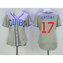 MLB Chicago Cubs 17 Kris Bryant Grey Alternate Road Stitched Baseball Women Jersey