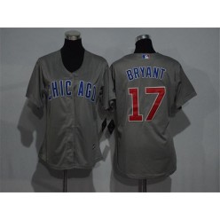 MLB Chicago Cubs 17 Kris Bryant Grey New Cool Base Women Jersey