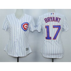 MLB Chicago Cubs 17 Kris Bryant White Home Cool Base Baseball Women Jersey