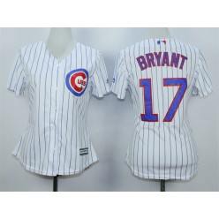 MLB Chicago Cubs 17 Kris Bryant White Home Cool Base Baseball Women Jersey