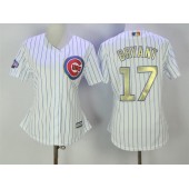 MLB Chicago Cubs 17 Kris Bryant White World Series Champions Gold Stitched Majestic Cool Base Women Jersey