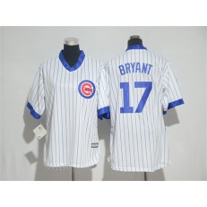 MLB Chicago Cubs 17 Kris Bryant White(Blue Strip) Cooperstown Stitched Women Jersey