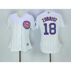 MLB Chicago Cubs 18 Ben Zobrist White Home Cool Base Baseball Women Jersey