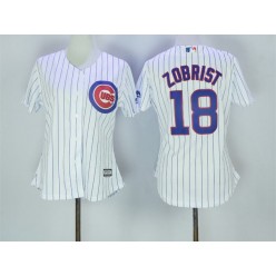 MLB Chicago Cubs 18 Ben Zobrist White Home Cool Base Baseball Women Jersey