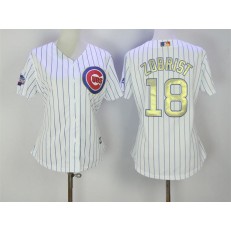 MLB Chicago Cubs 18 Ben Zobrist White World Series Champions Gold Stitched Majestic Cool Base Women Jersey