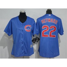 MLB Chicago Cubs 22 Jason Heyward Blue Home Cool Base Baseball Women Jersey
