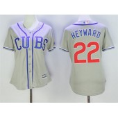MLB Chicago Cubs 22 Jason Heyward Grey Alternate Road Stitched Baseball Women Jersey