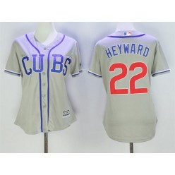 MLB Chicago Cubs 22 Jason Heyward Grey Alternate Road Stitched Baseball Women Jersey