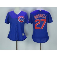 MLB Chicago Cubs 27 Addison Russell Blue Cool Base Baseball Women Jersey