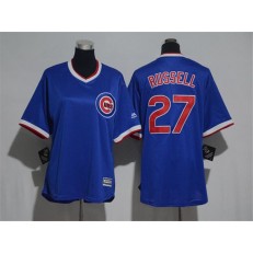 MLB Chicago Cubs 27 Addison Russell Blue Cooperstown Stitched Women Jersey