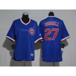 MLB Chicago Cubs 27 Addison Russell Blue Cooperstown Stitched Women Jersey