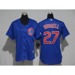MLB Chicago Cubs 27 Addison Russell Blue Home Cool Base Baseball Women Jersey